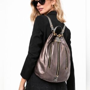 Rebecca Minkoff Nylon Medium Zip Julian Backpack Anthrocite, NWT, City Chic Edgy